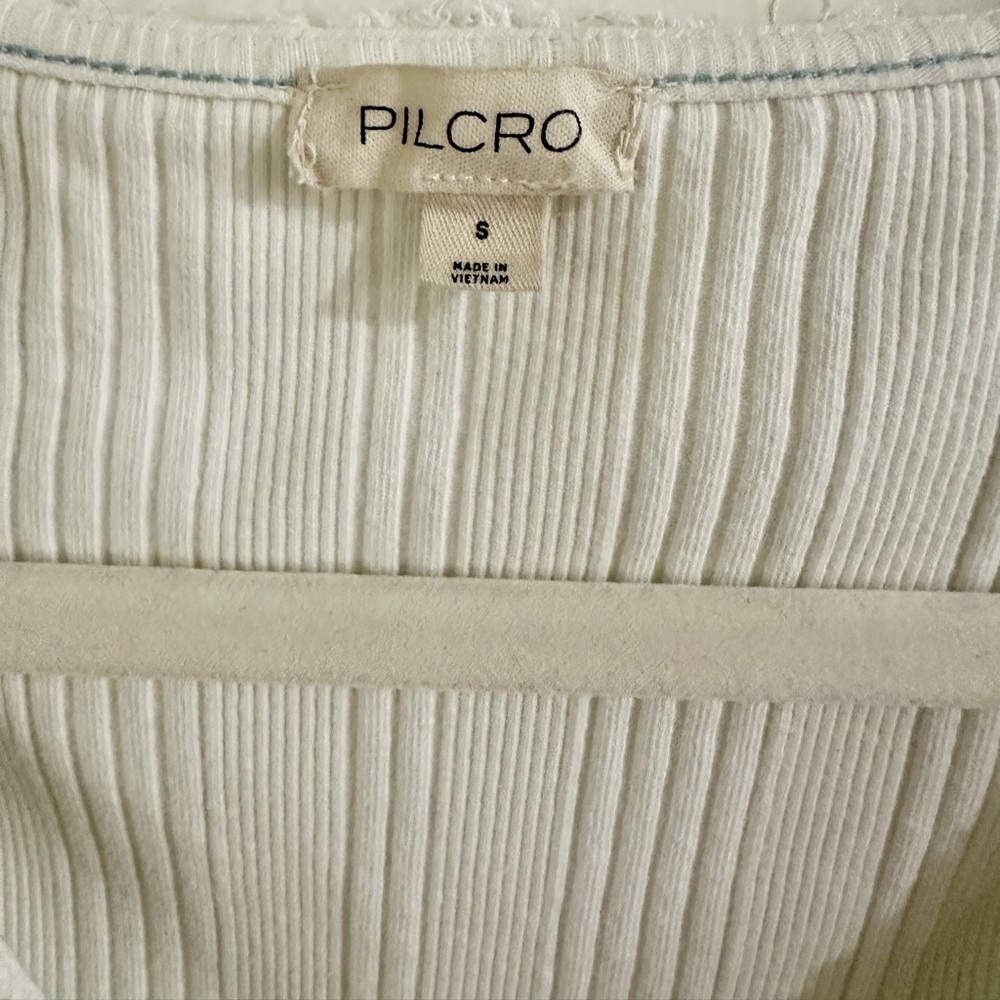 Pilcro White Ruffled Ribbed Tank Top - Picture 2 of 6